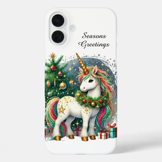 Festive Christmas Holiday customisable unicorn  Case-Mate iPhone Case (Back)