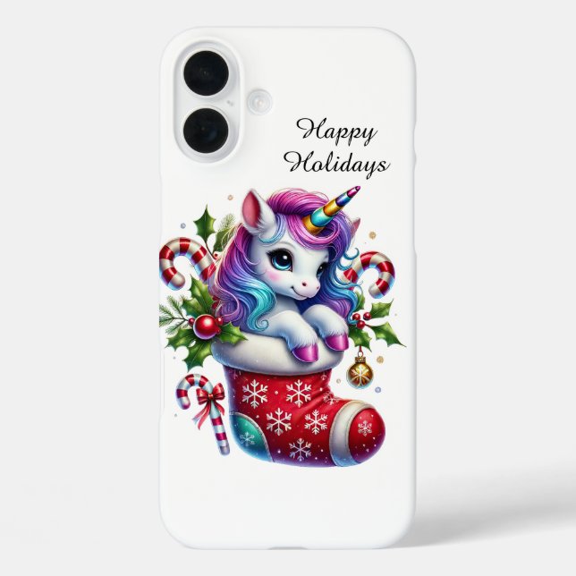 Festive Christmas Holiday customisable unicorn Case-Mate iPhone Case (Back)