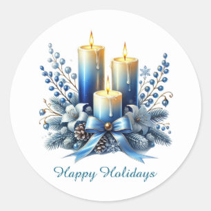 Festive Christmas Holiday customizable candles Classic Round Sticker
