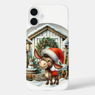 Festive Christmas Holiday donkey  iPhone 16 Plus Case