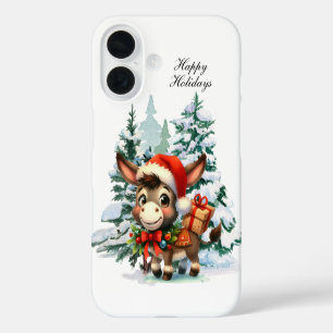 Festive Christmas Holiday donkey iPhone 16 Case