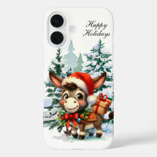 Festive Christmas Holiday donkey  iPhone 16 Case