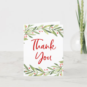 Festive Christmas Holiday Folded Thank You Card