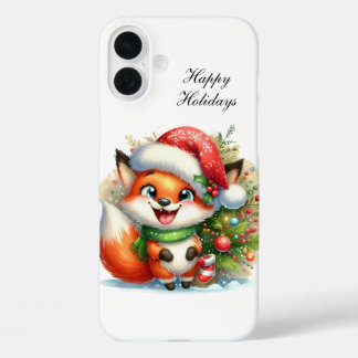 Festive Christmas Holiday fox iPhone 16 Plus Case