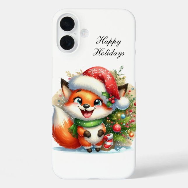 Festive Christmas Holiday fox Case-Mate iPhone Case (Back)