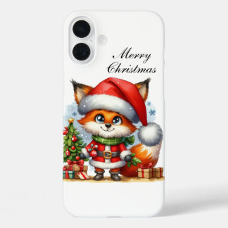 Festive Christmas Holiday fox  iPhone 16 Plus Case