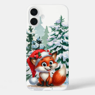Festive Christmas Holiday fox iPhone 16 Plus Case