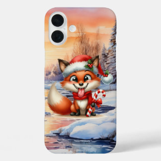 Festive Christmas Holiday fox iPhone 16 Plus Case