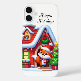 Festive Christmas Holiday fox customisable  iPhone 16 Plus Case