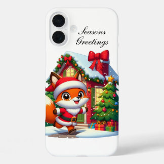 Festive Christmas Holiday fox customisable  iPhone 16 Plus Case