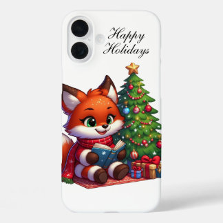Festive Christmas Holiday fox customisable iPhone 16 Plus Case