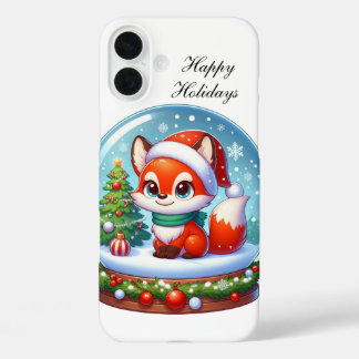 Festive Christmas Holiday fox customisable iPhone 16 Plus Case