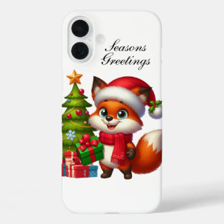 Festive Christmas Holiday fox customisable  iPhone 16 Plus Case