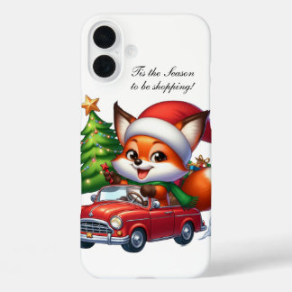 Festive Christmas Holiday fox customisable iPhone  16 Plus Case