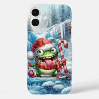 Festive Christmas Holiday frog  iPhone 16 Plus Case