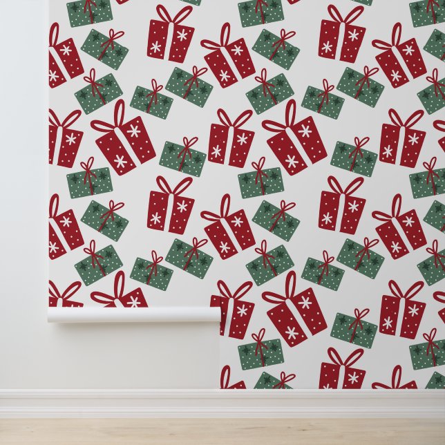 Festive Christmas Holiday Gifts Pattern Wallpaper (Application)