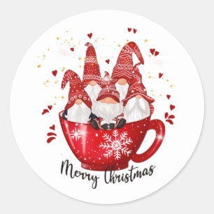 festive Christmas Holiday gnome Classic Round Sticker