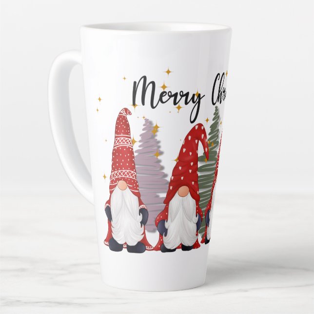 Festive Christmas Holiday gnomes Latte Mug (Left Angle)