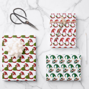 festive Christmas Holiday gnomes tiled Wrapping Paper Sheet