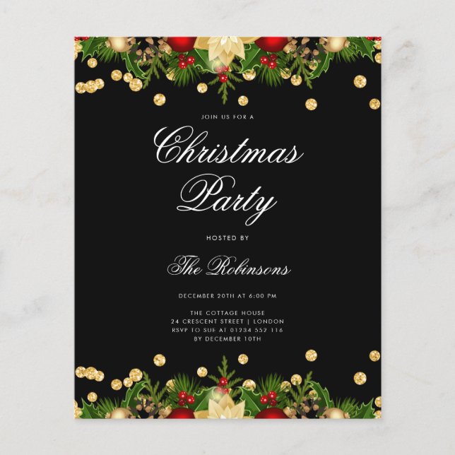Festive Christmas Holiday Invite w/ Program & Menu (Front)