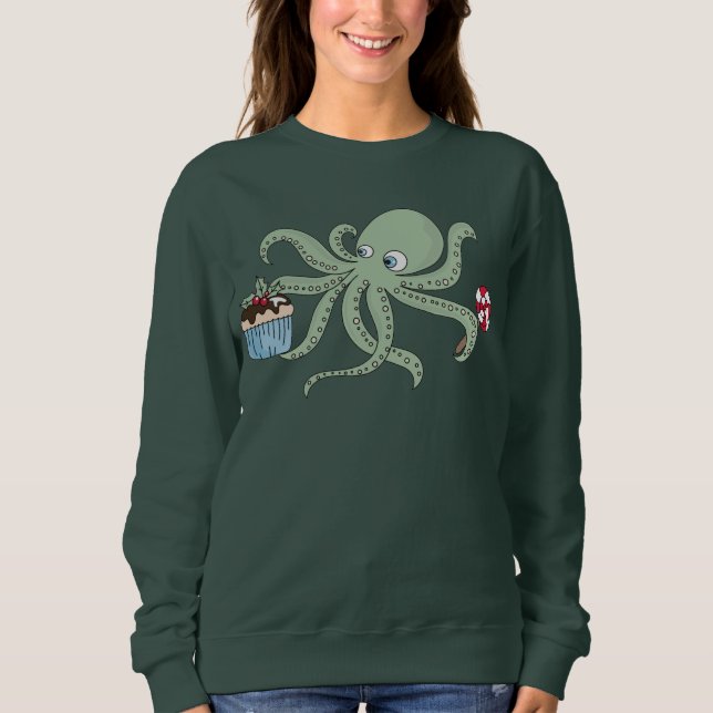 festive Christmas Holiday octopus beach Sweatshirt (Front)