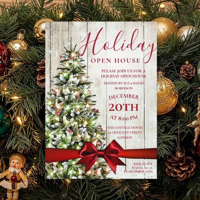 Festive Christmas Holiday Open House Party Invitation (Festive Christmas Holiday Open House Party Invitation)