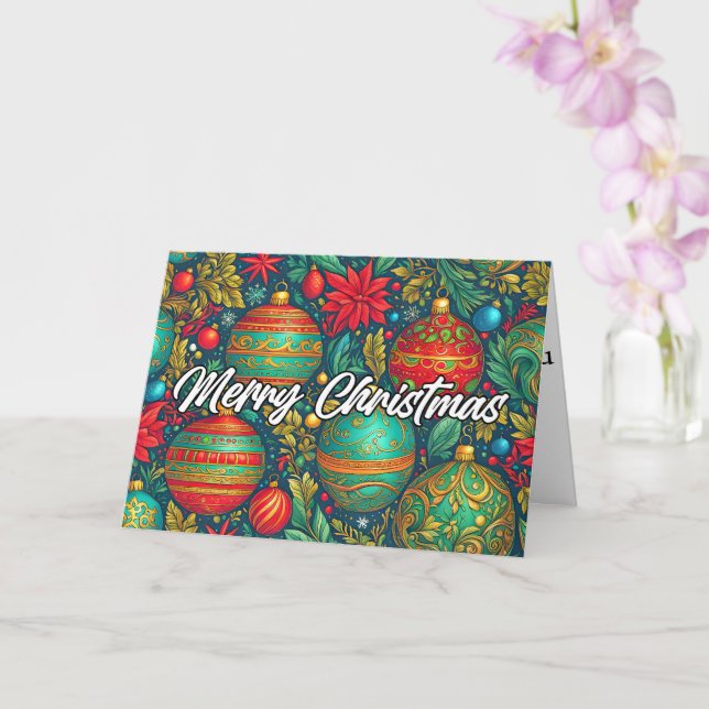 Festive Christmas Holiday Ornaments Card (Orchid)