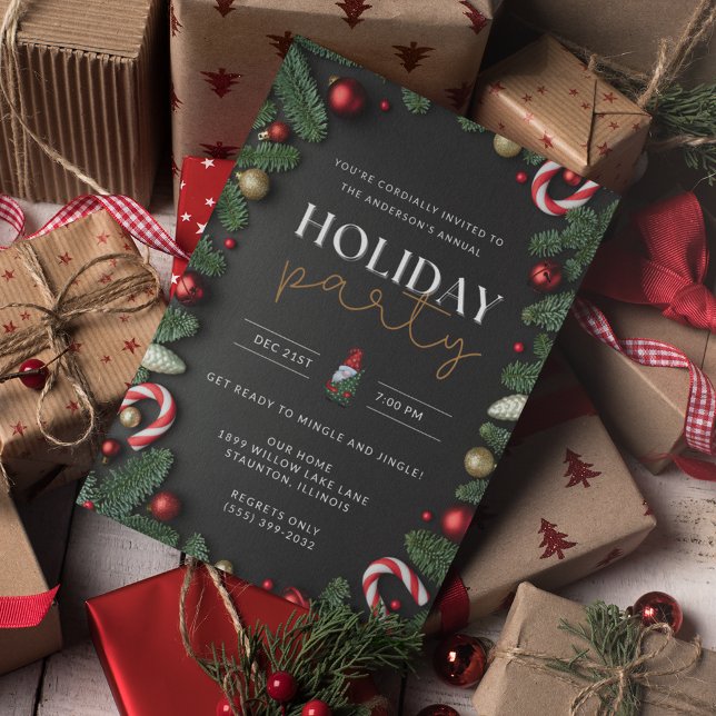 Festive Christmas Holiday Party  Invitation (Festive Christmas Holiday Party Invitation)