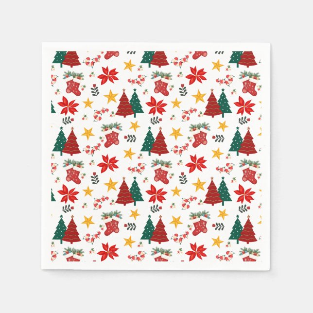 Festive Christmas Holiday Pattern Napkin (Front)