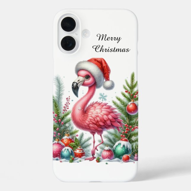 Festive Christmas Holiday pink flamingo  Case-Mate iPhone Case (Back)