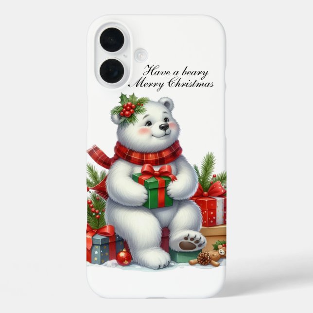 Festive Christmas Holiday polar bear customisable  Case-Mate iPhone Case (Back)