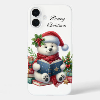 Festive Christmas Holiday polar bear customisable iPhone 16 Plus Case
