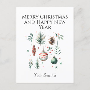 Festive Christmas Holiday Postcard