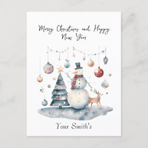 Festive Christmas Holiday Postcard