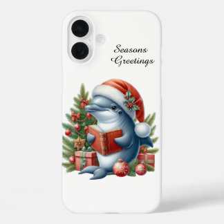 Festive Christmas Holiday shark customisable iPhone 16 Plus Case