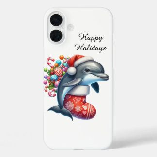 Festive Christmas Holiday shark customisable iPhone 16 Plus Case