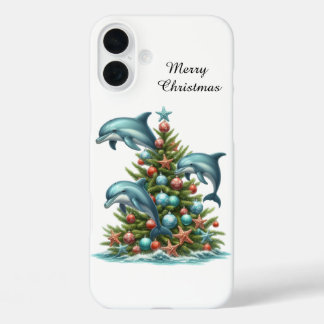 Festive Christmas Holiday shark customisable iPhone 16 Plus Case