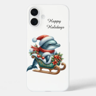 Festive Christmas Holiday shark customisable iPhone 16 Plus Case