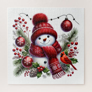 Festive Christmas Holiday snowman  Jigsaw Puzzle