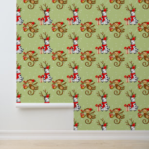 Festive Christmas Holiday tiled jungle  Wallpaper