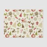 Festive Christmas Holiday Tissue Paper<br><div class="desc">A pattern of whimsical Christmas holiday icons - snowman,  Santa and his reindeer,  Christmas stocking,  tree,  snowflakes,  ornaments,  candy canes,  stars.  Wonderfully sketched and drawn to give this pattern a fun vibe. The colours are the traditional but modern colours of red and green.</div>