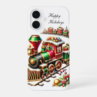 Festive Christmas Holiday train customisable  iPhone 16 Case