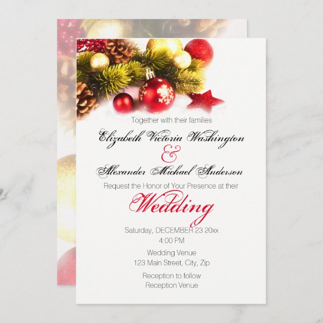 Festive Christmas Holiday Wedding Invitation (Front/Back)