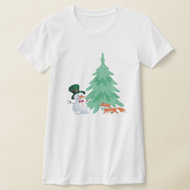 Festive Christmas Holidays Snowman T-Shirt (Laydown)