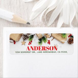 Festive Christmas Holly Return Address Label