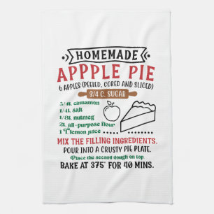 Festive Christmas homemade apple pie recipe Tea Towel
