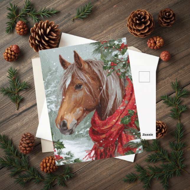 Festive Christmas Horse Greeting Postcard (Creator Uploaded)