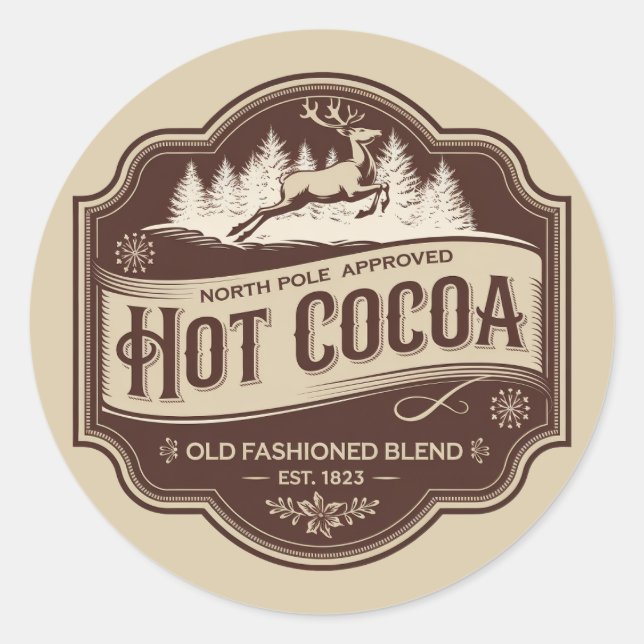 Festive Christmas hot cocoa  Classic Round Sticker (Front)