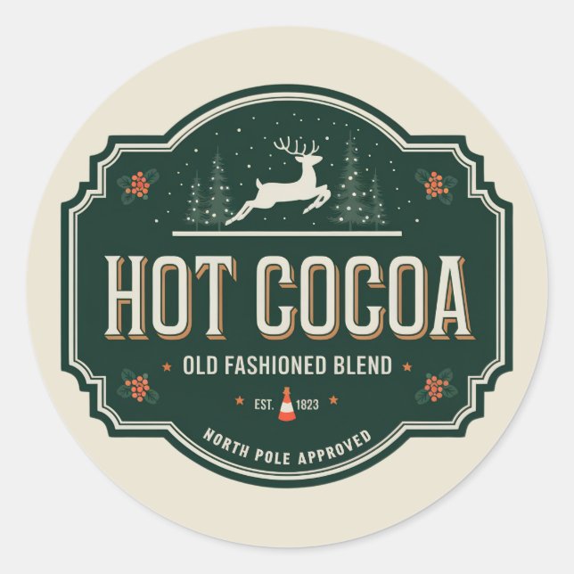 Festive Christmas hot cocoa party  Classic Round Sticker (Front)