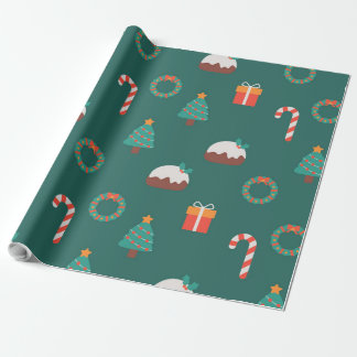 Festive Christmas icons pattern Wrapping Paper